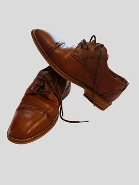 Ashford Haven Boys Brown Cap Toe Oxford Dress Shoes - Size 13